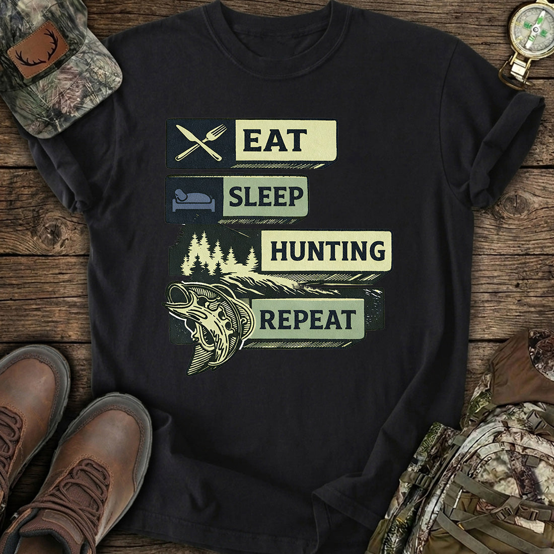 Eat Sleep Hunting Repeat T-Shirt