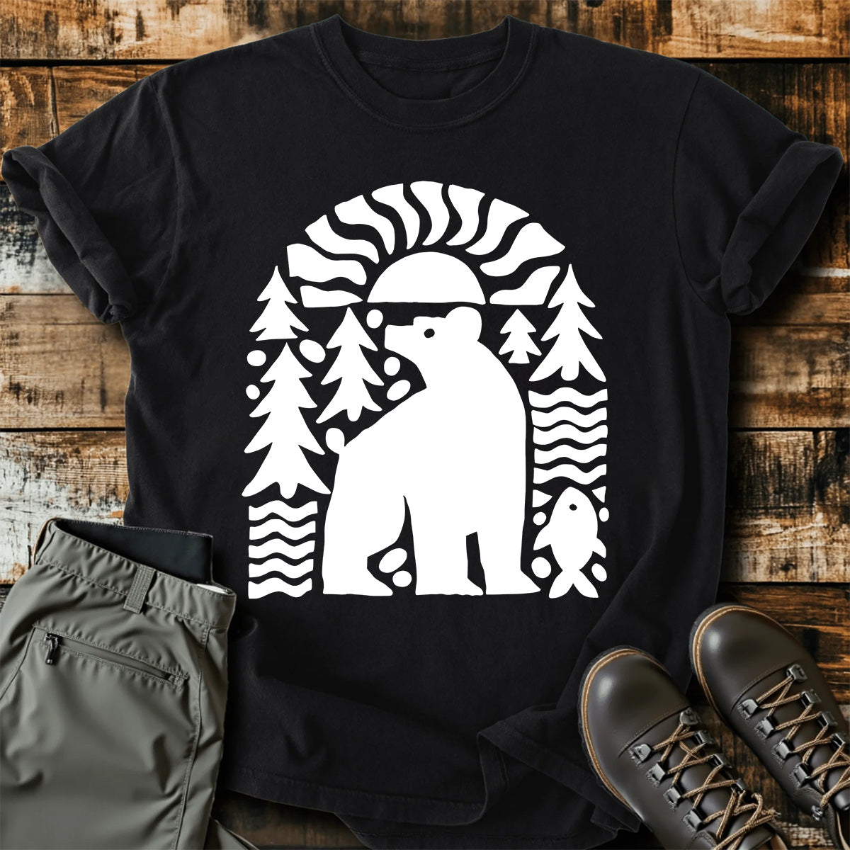 Bear Forest Lake Sunset T-Shirt