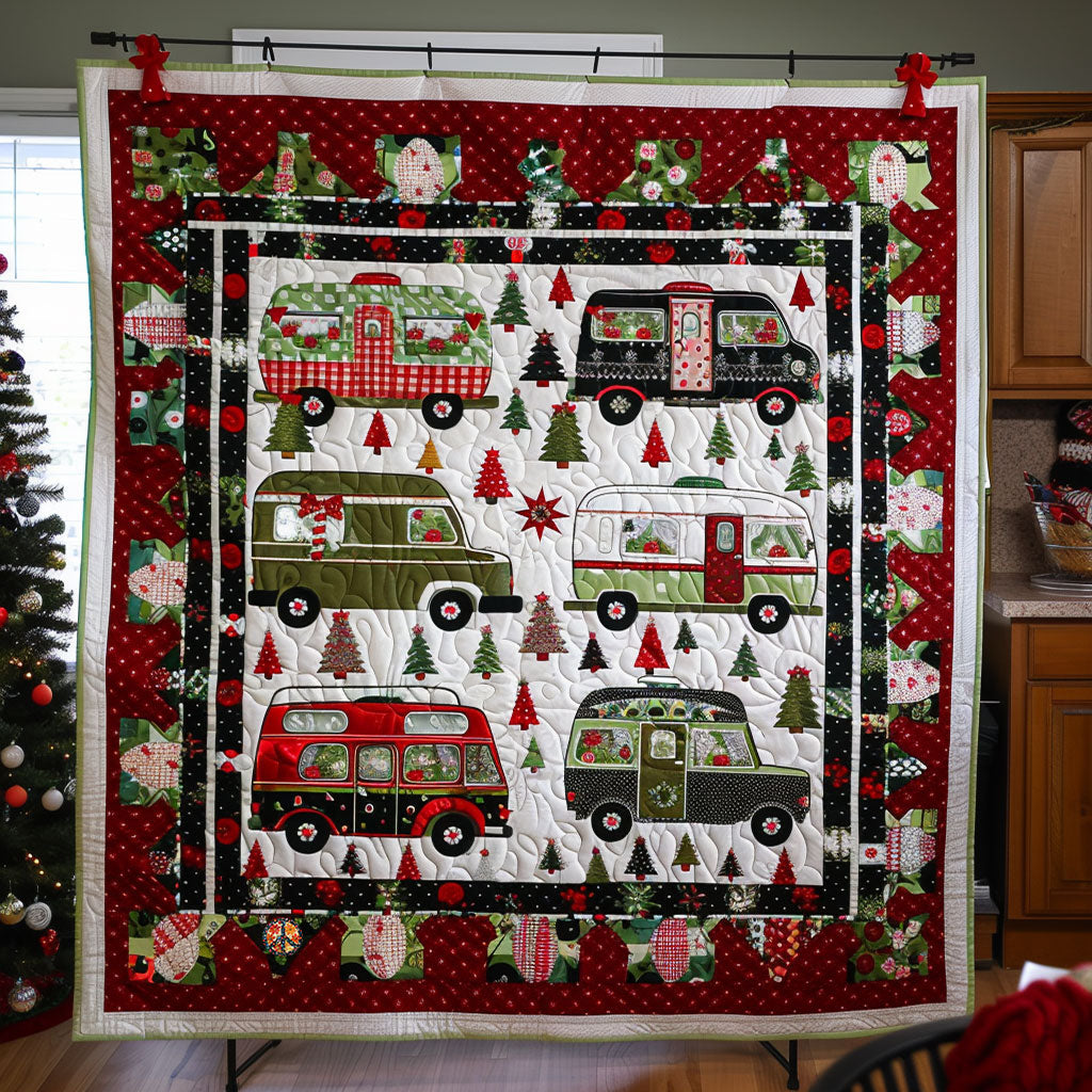 Christmas Camper Van Winter Wonderland Quilt Blanket