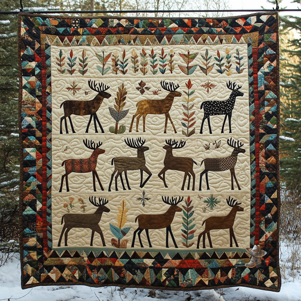Reindeer Quiet Moments Quilt Blanket