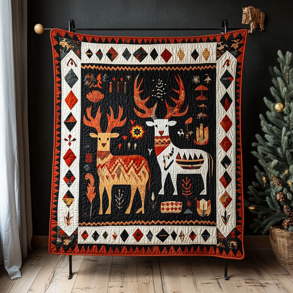 Native American Reindeer Quilt Blanket