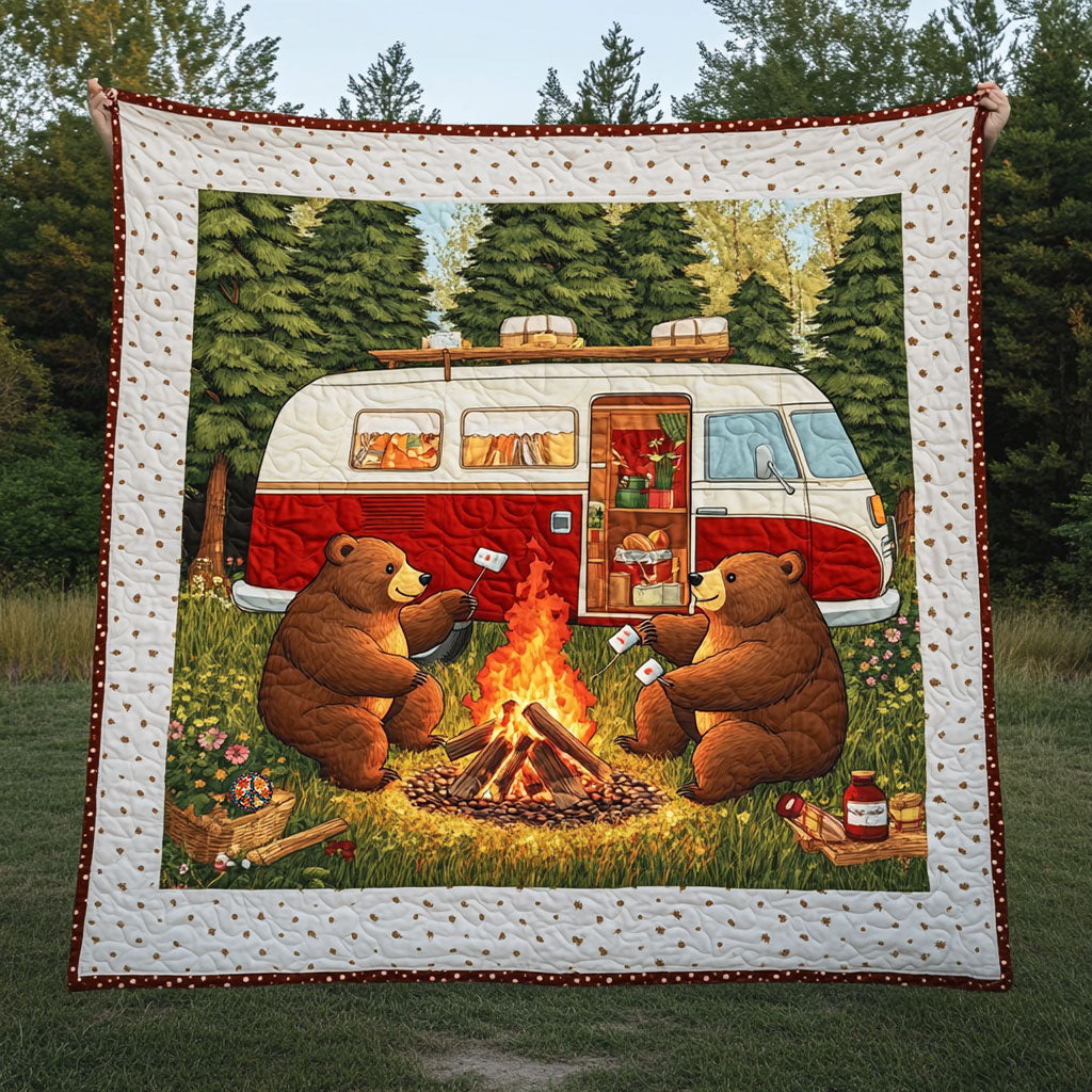 Camping Bear Woodland Comfort Quilt Blanket