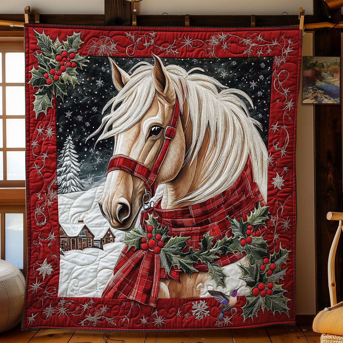 Christmas Horse Quilt Blanket