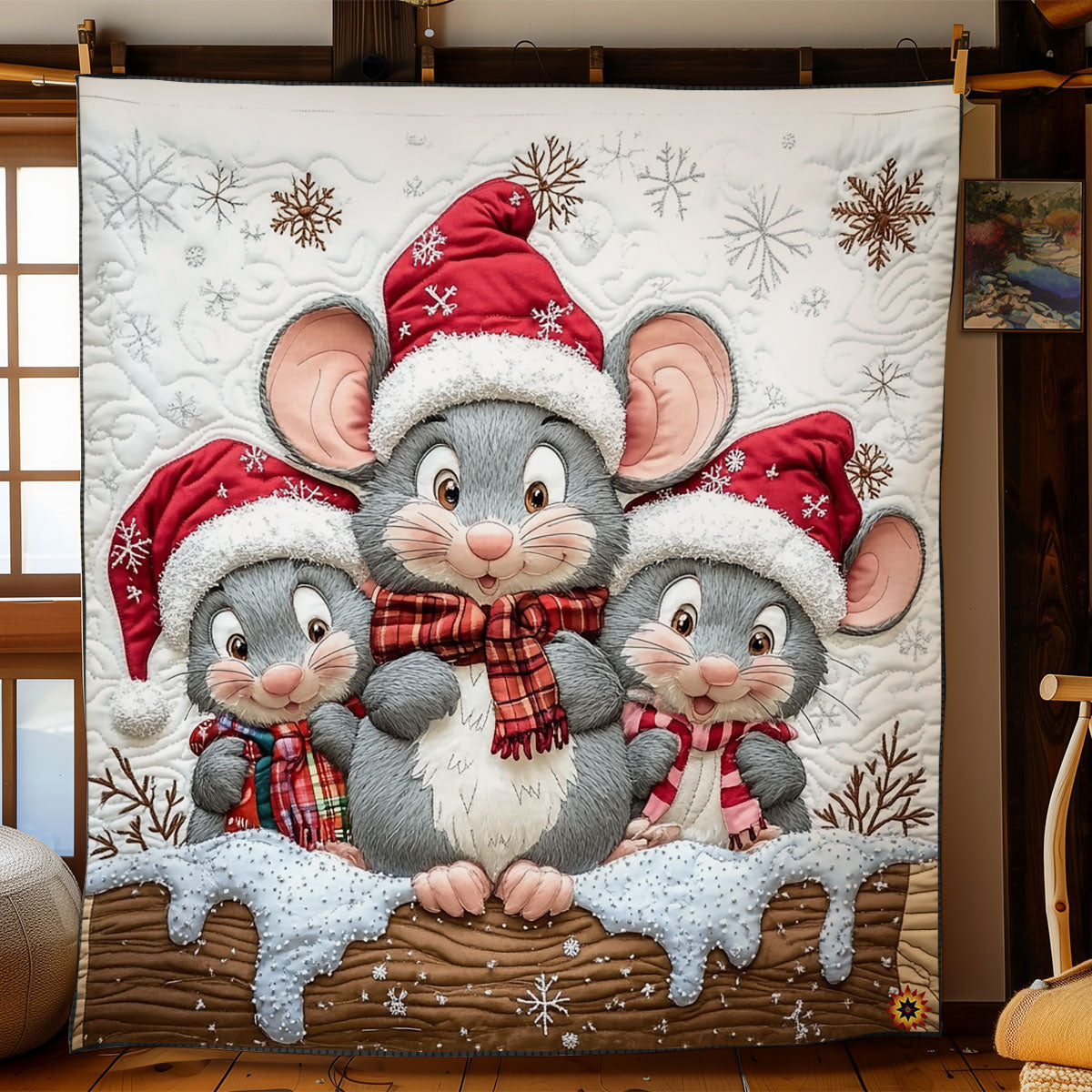 Christmas Of Mouse Quilt Blanket