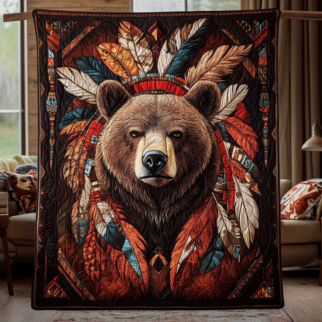 Bear Native American Soft Woodland Quilt Blanket