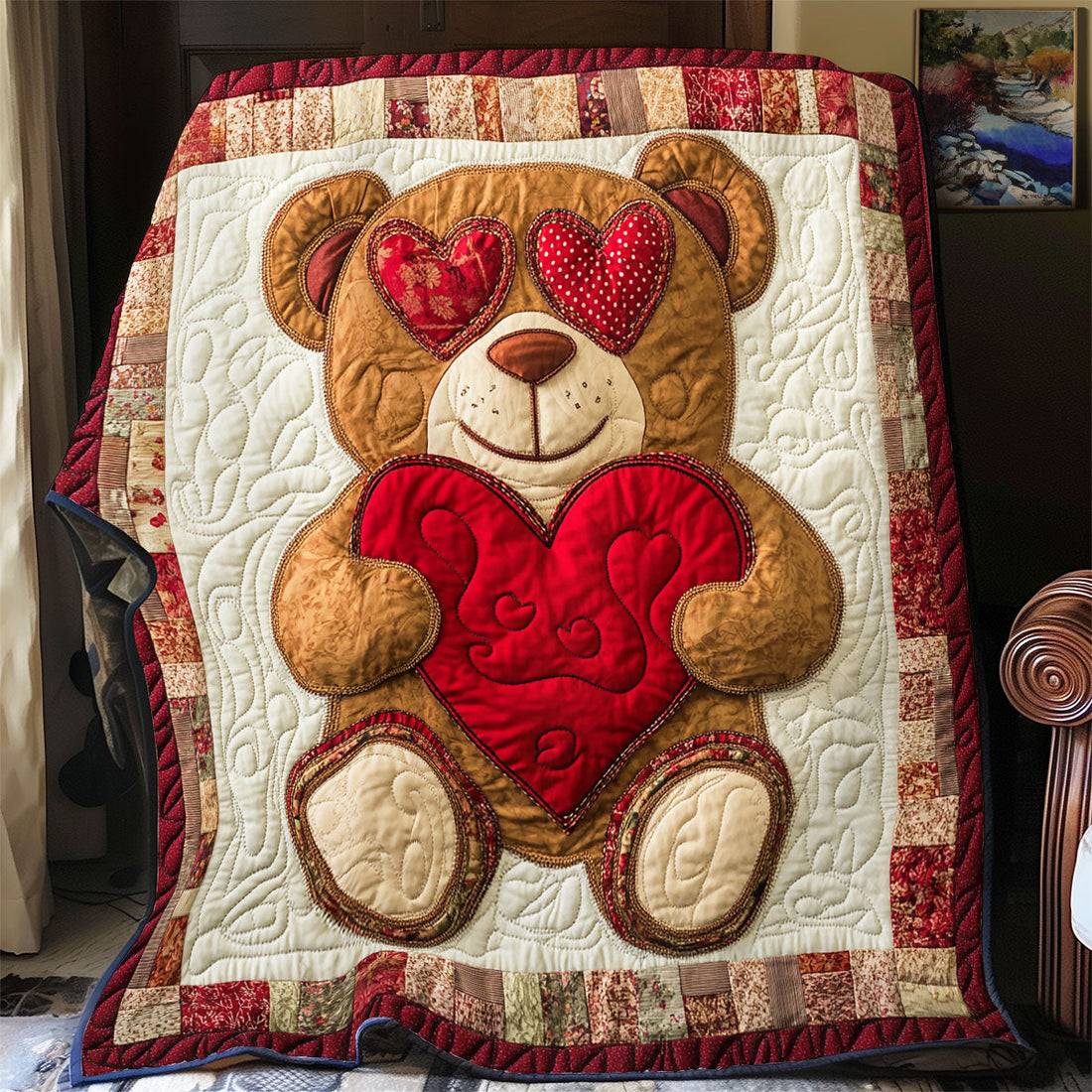 Sweetheart Teddy Bear Quilt Blanket