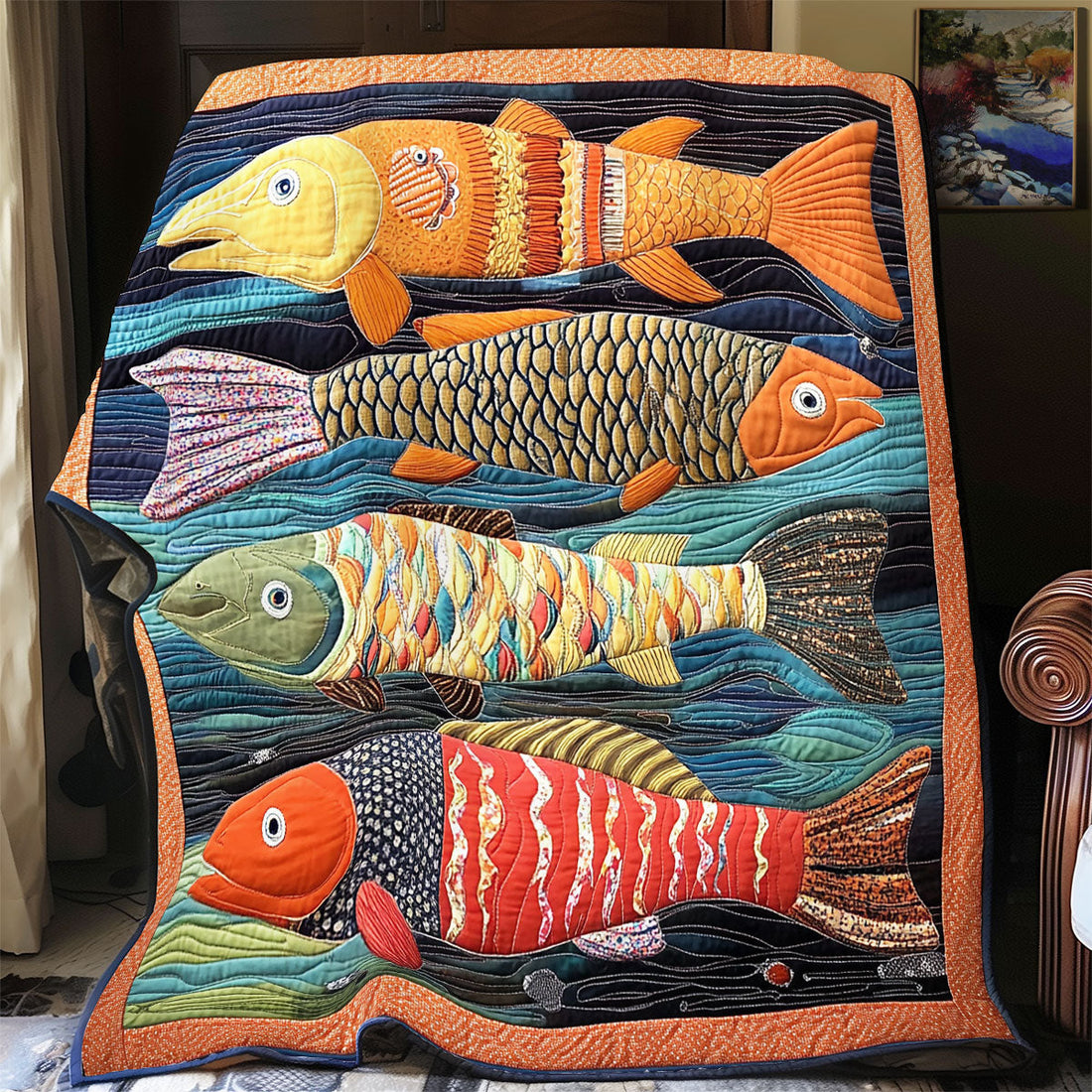 Vibrant Fish Gentle Dreams Quilt Blanket