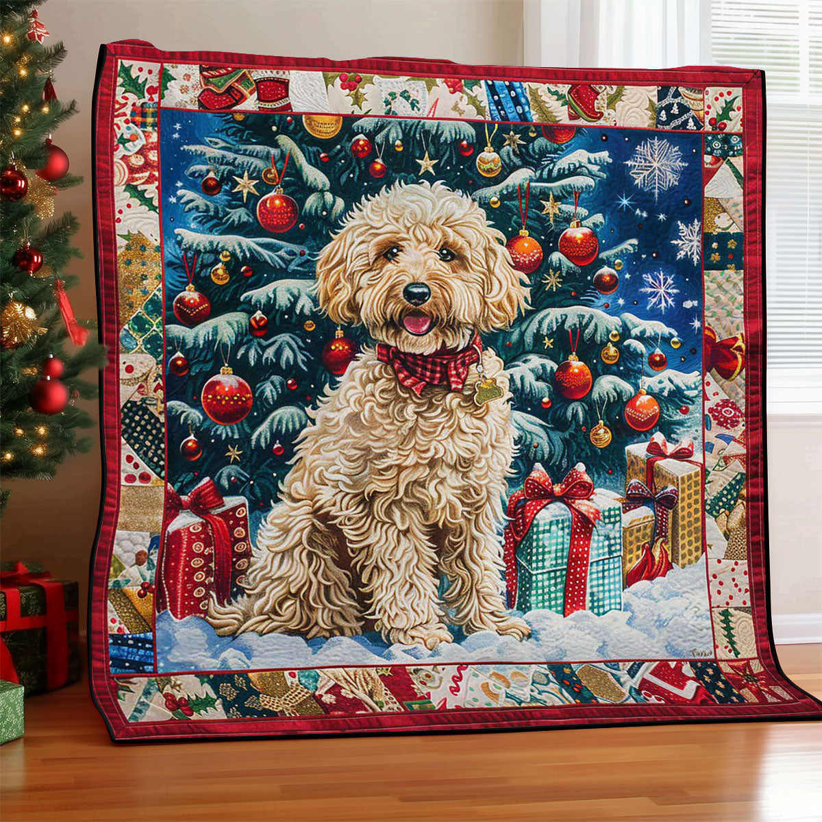 Christmas Dog Winter Wonderland Quilt Blanket
