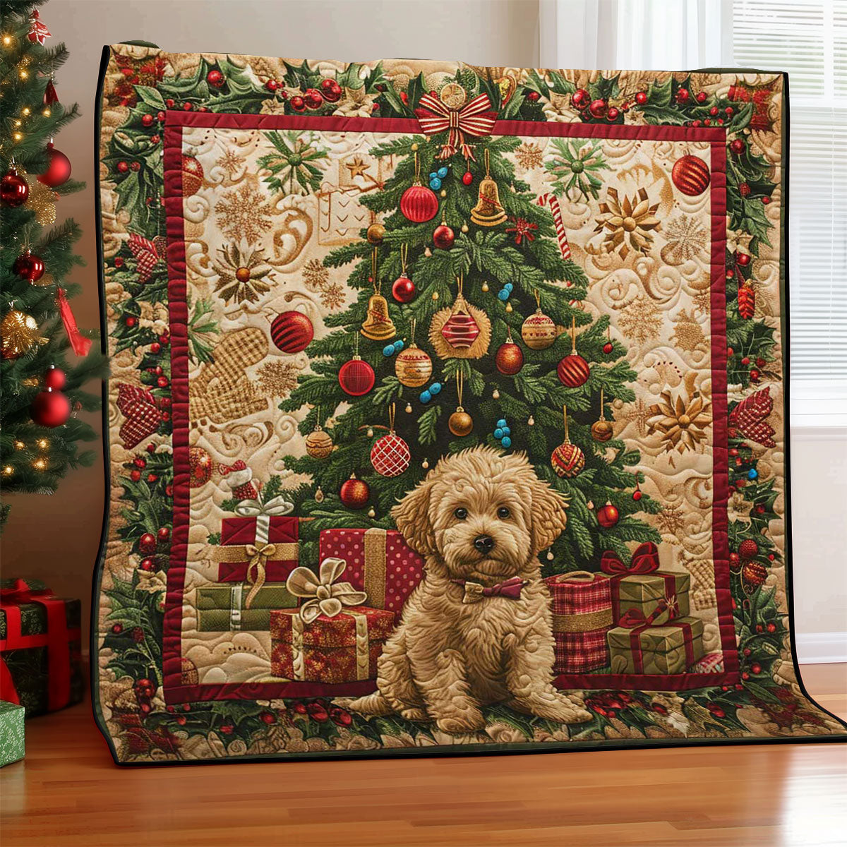 Christmas Dog Festive Glow Quilt Blanket