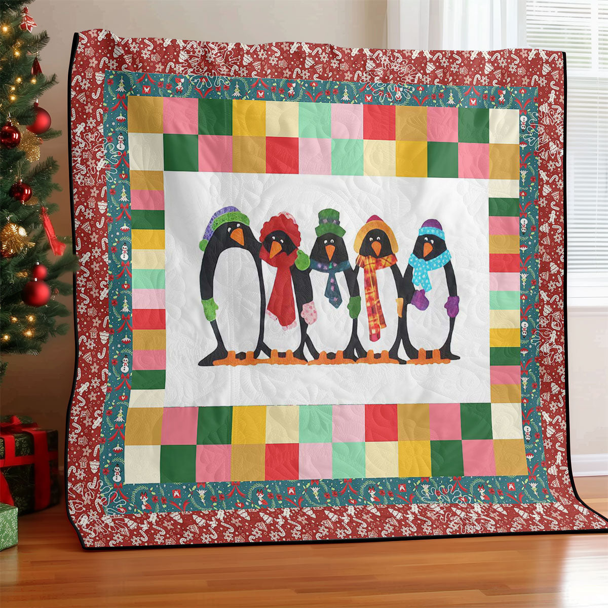 Christmas Penguin Merry Moments Quilt Blanket