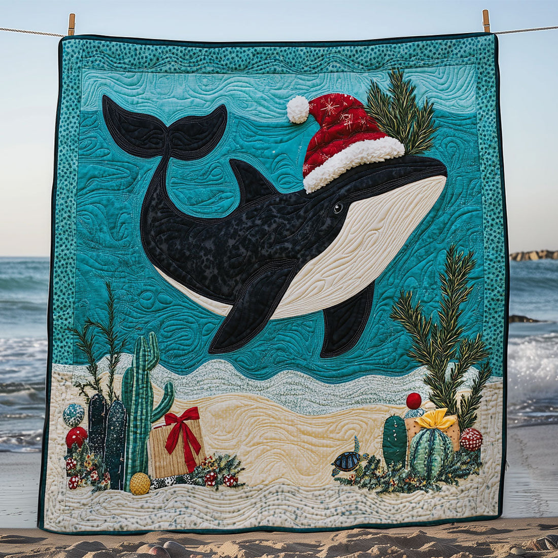 Christmas Of Killer Whale Quilt Blanket