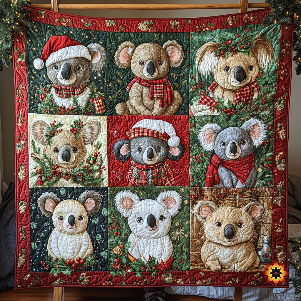 Christmas Koala Holiday Cheer Quilt Blanket