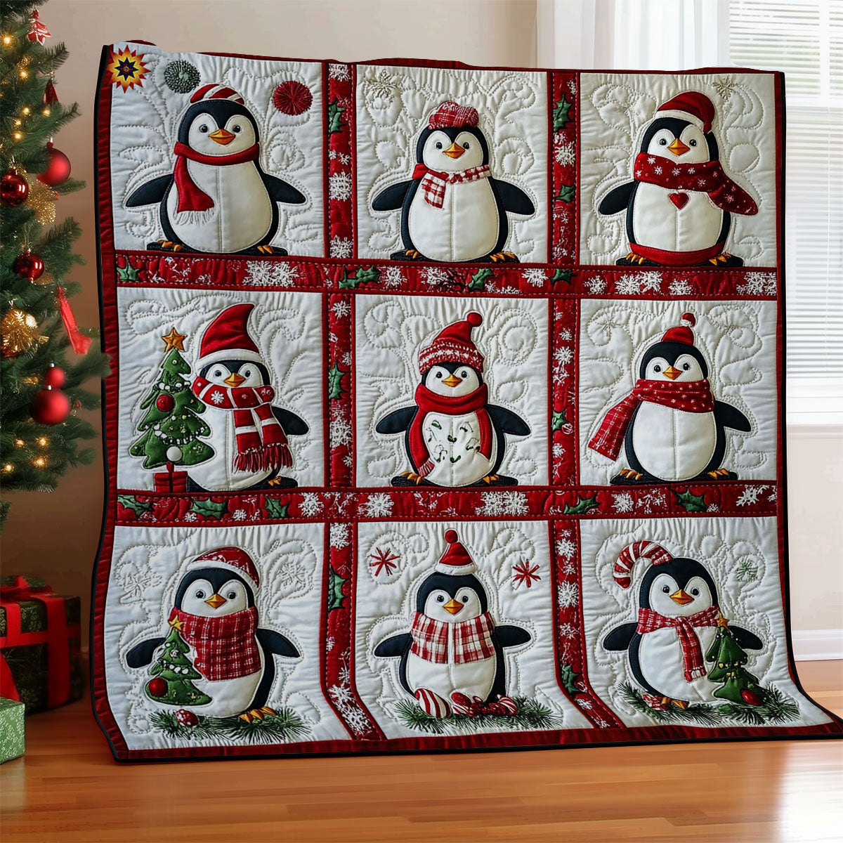 Christmas Of Penguin Quilt Blanket