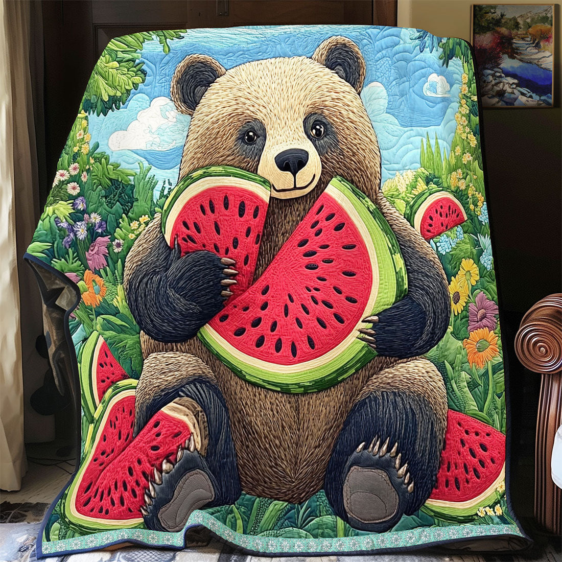 Panda Watermelon Quilt Blanket