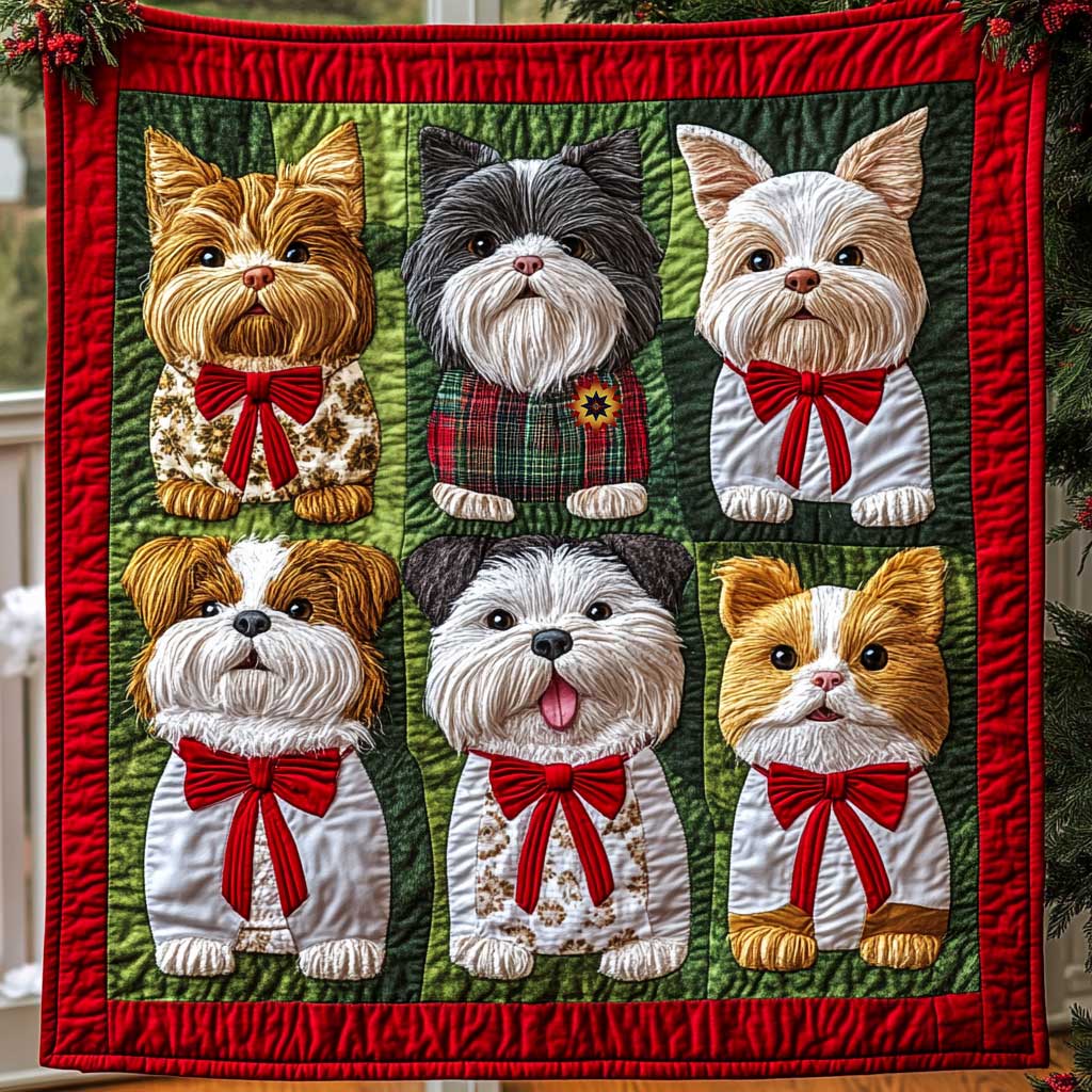 Christmas Miniature Schnauzer Holiday Cheer Quilt Blanket