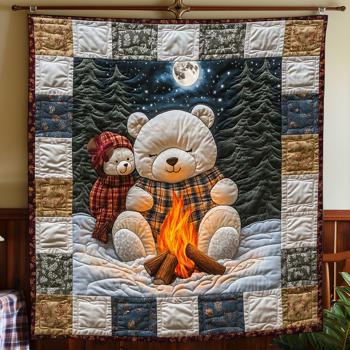 Cute Bear Forest Quilt Blanket