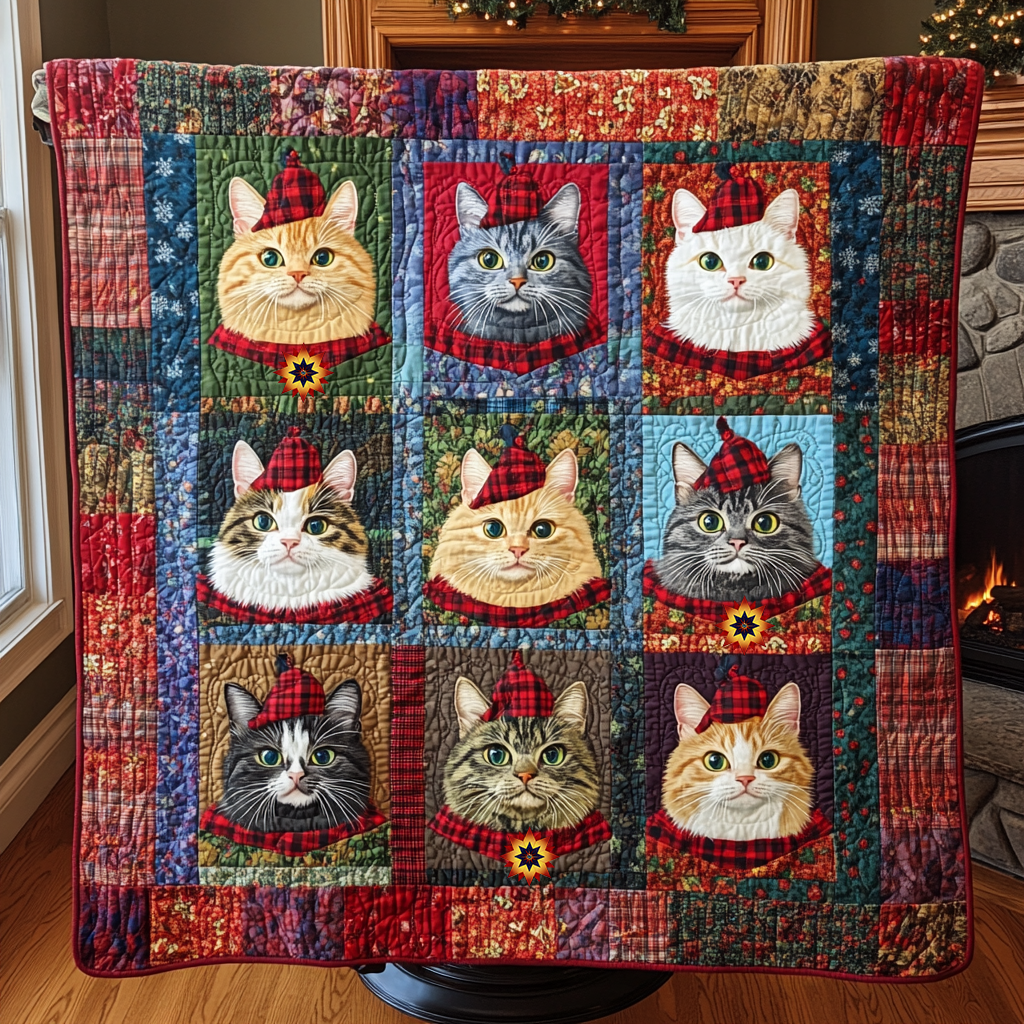 Cat Christmas Merry Moments Quilt Blanket