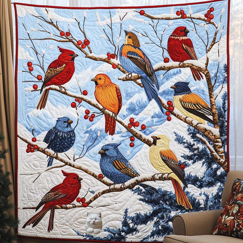 Bird Nest Christmas Quilt Blanket