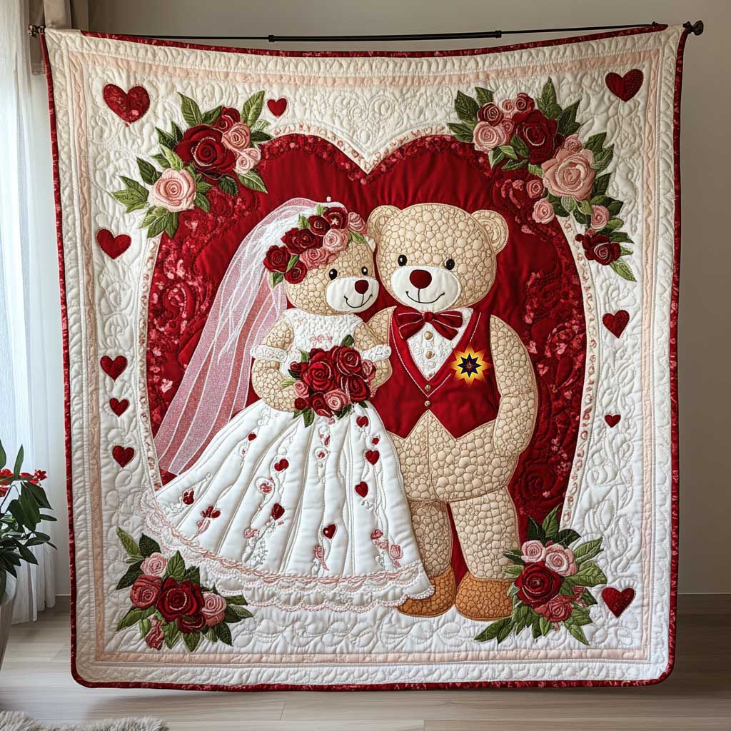 Marriage Bear Couple Quilt Blanket