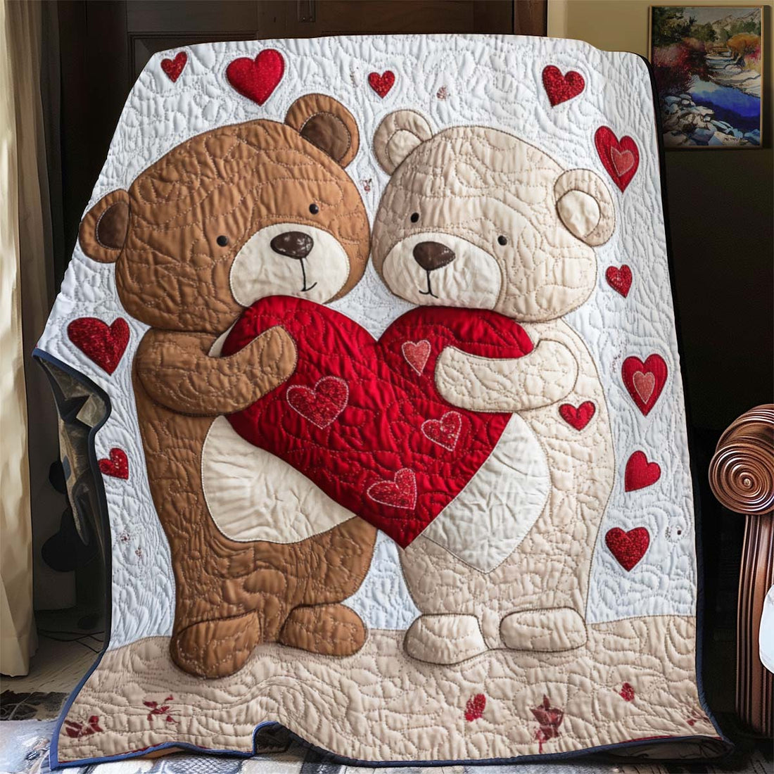 Valentine Bear Woodland Comfort Quilt Blanket