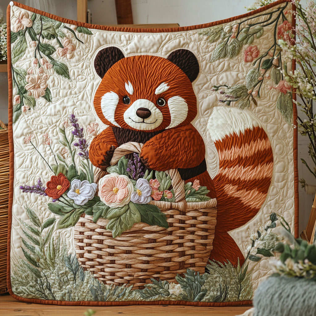 Flower Red Panda Gentle Dreams Quilt Blanket