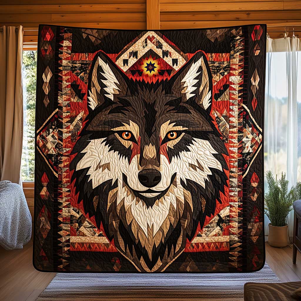 Native American Wolf Spirit Quilt Blanket