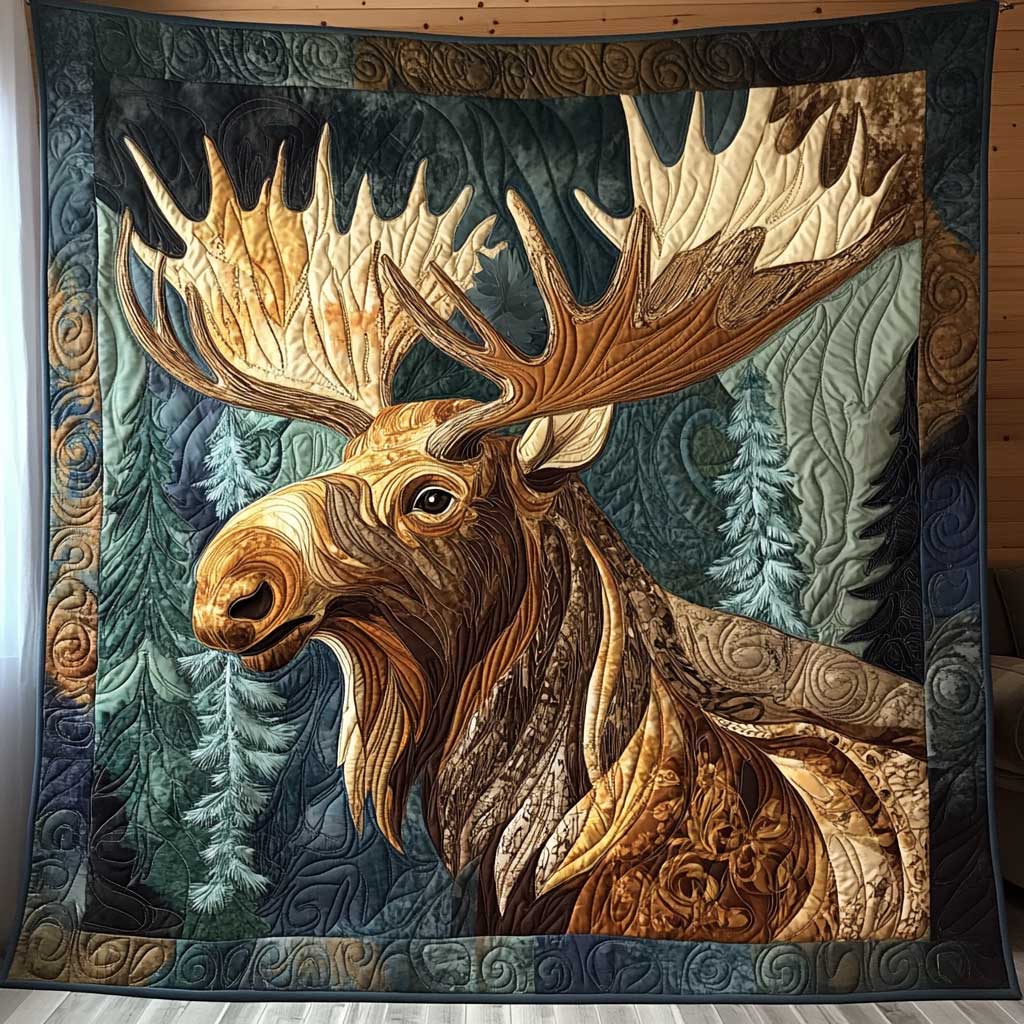Majestic Moose Woodland Retreat Quilt Blanket