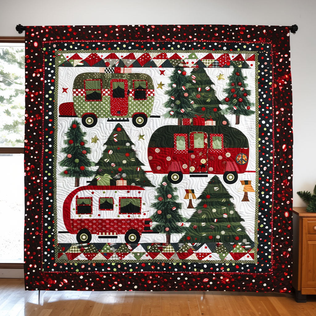 Christmas Camper Van Holiday Cheer Quilt Blanket