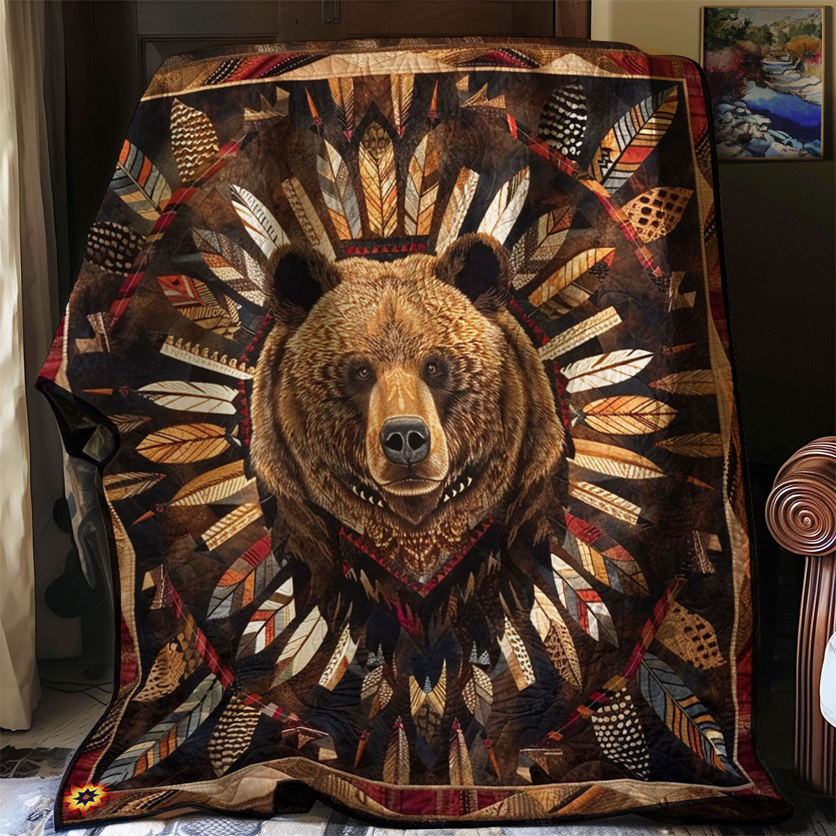 Bear Native American Heartland Comfort Quilt Blanket