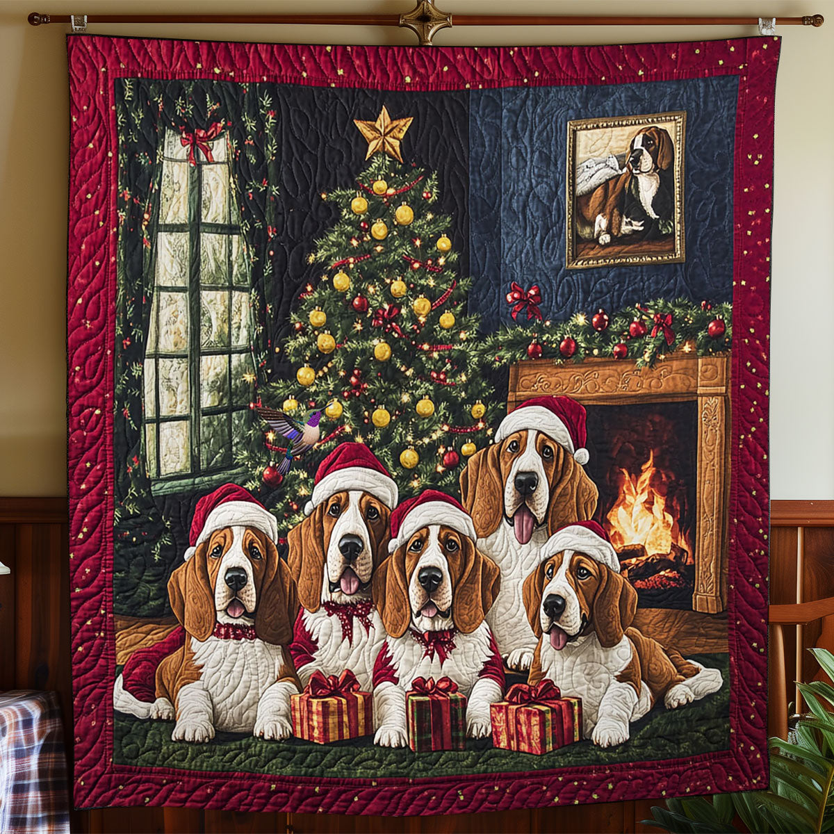 Christmas Dog Family Quilt Blanket