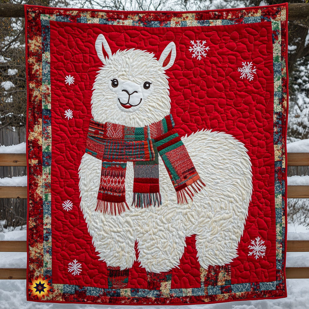 Alpaca Christmas Quilt Blanket