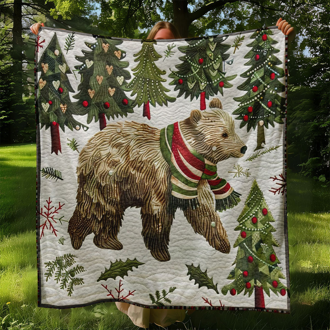 Bear And The Winter Rustic Charm Quilt Blanket