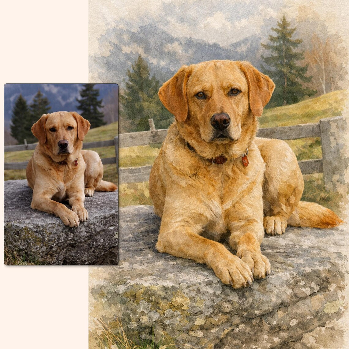 Labrador Gifts Custom Watercolor Painting Wall Art