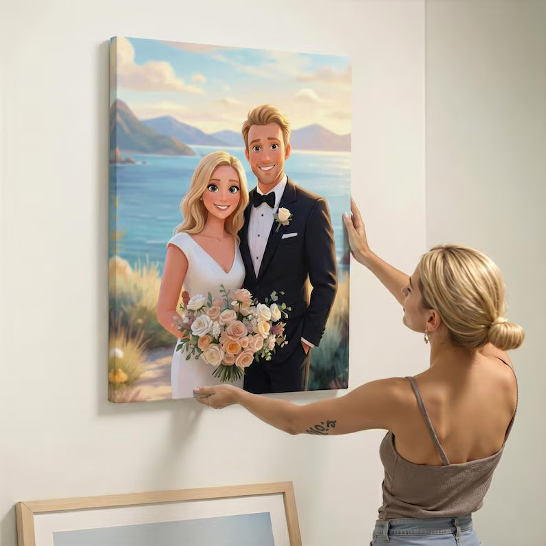 Custom Pixar-Style Cartoon Family Portrait Drawing