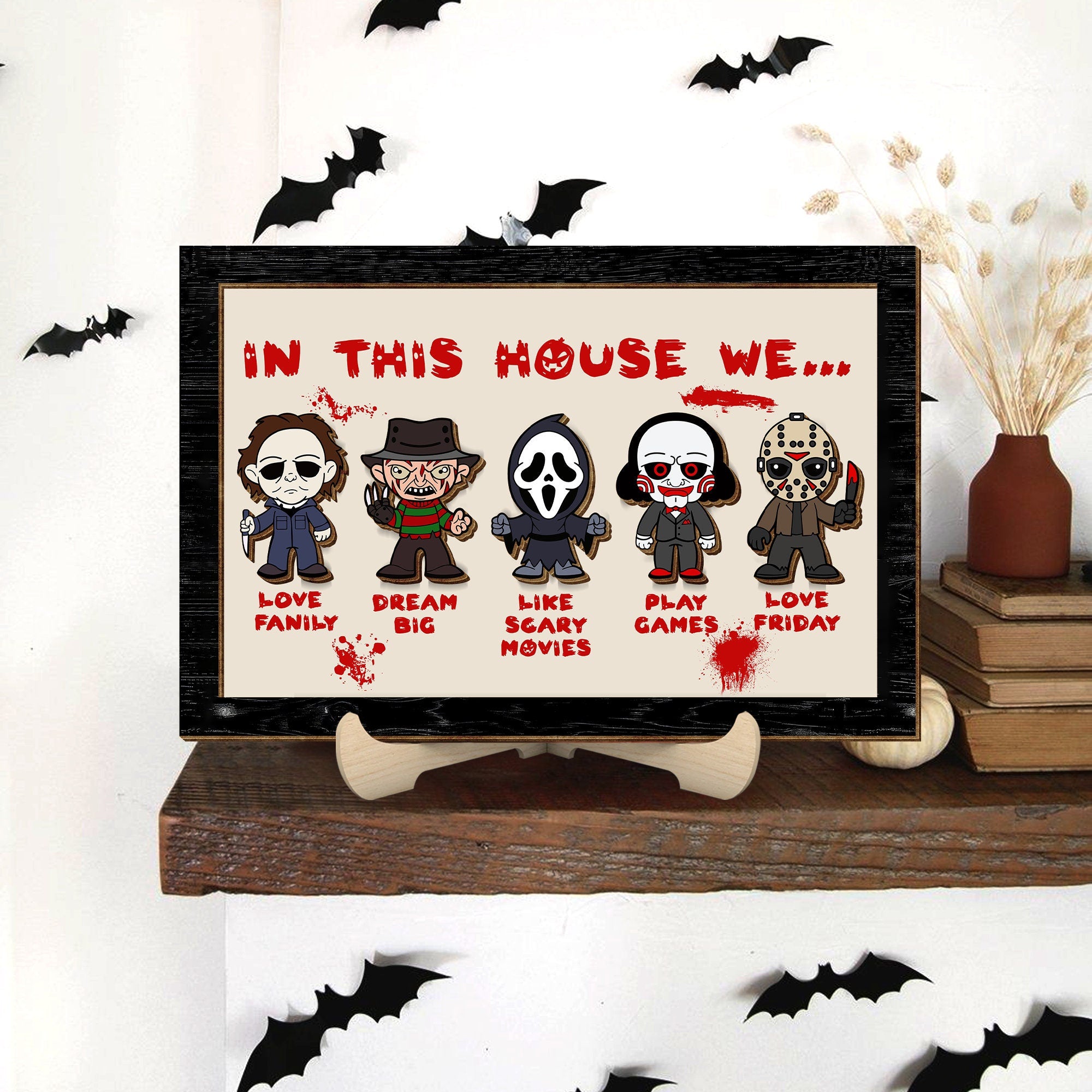 Horror Movie Character Wood Sign, Halloween Home Decor