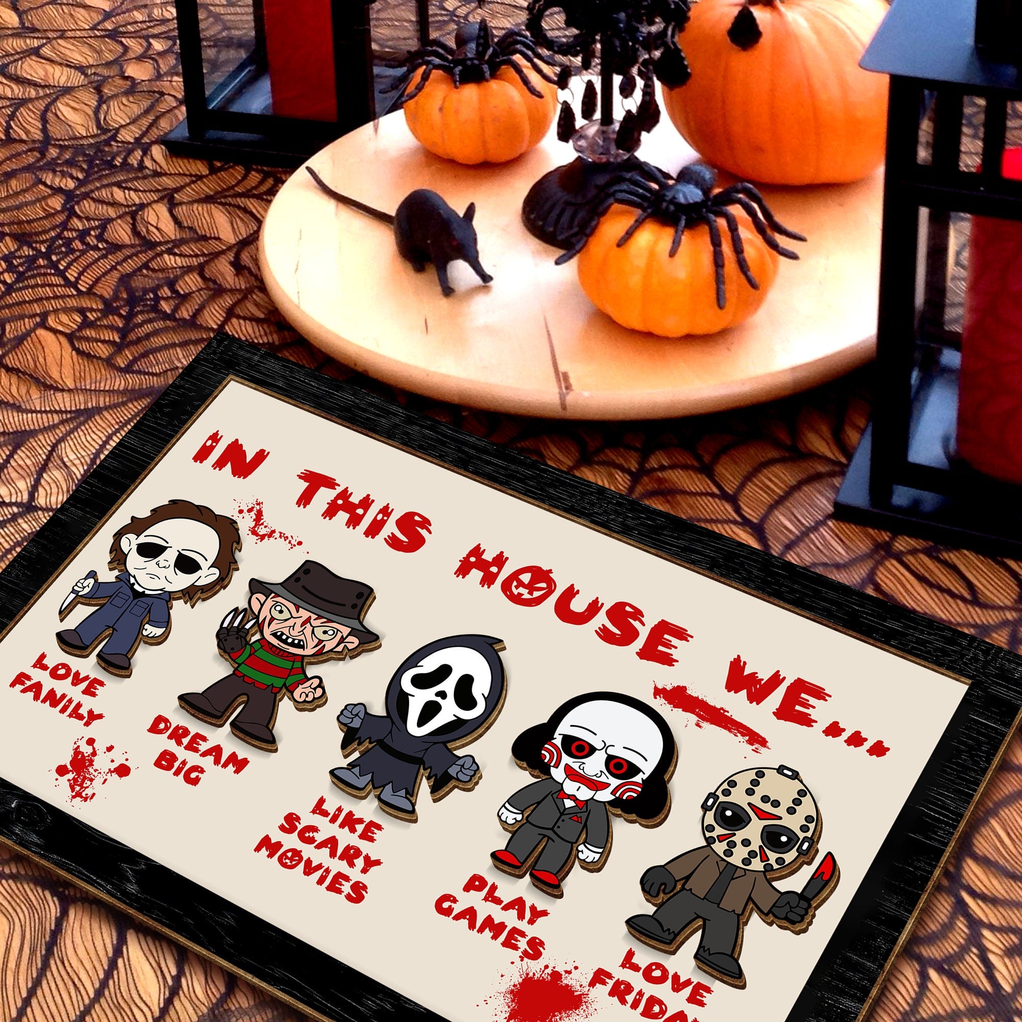 Horror Movie Character Wood Sign, Halloween Home Decor