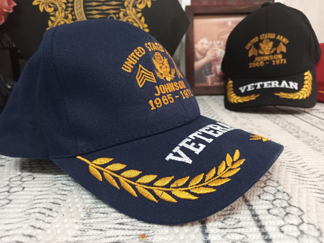 Custom U.S Veteran Embroidered Baseball Cap, Dad Hat Gift for Father's Day, Veteran Gift Idea, Military Cap, Army Navy Air Force Gift (Navy)