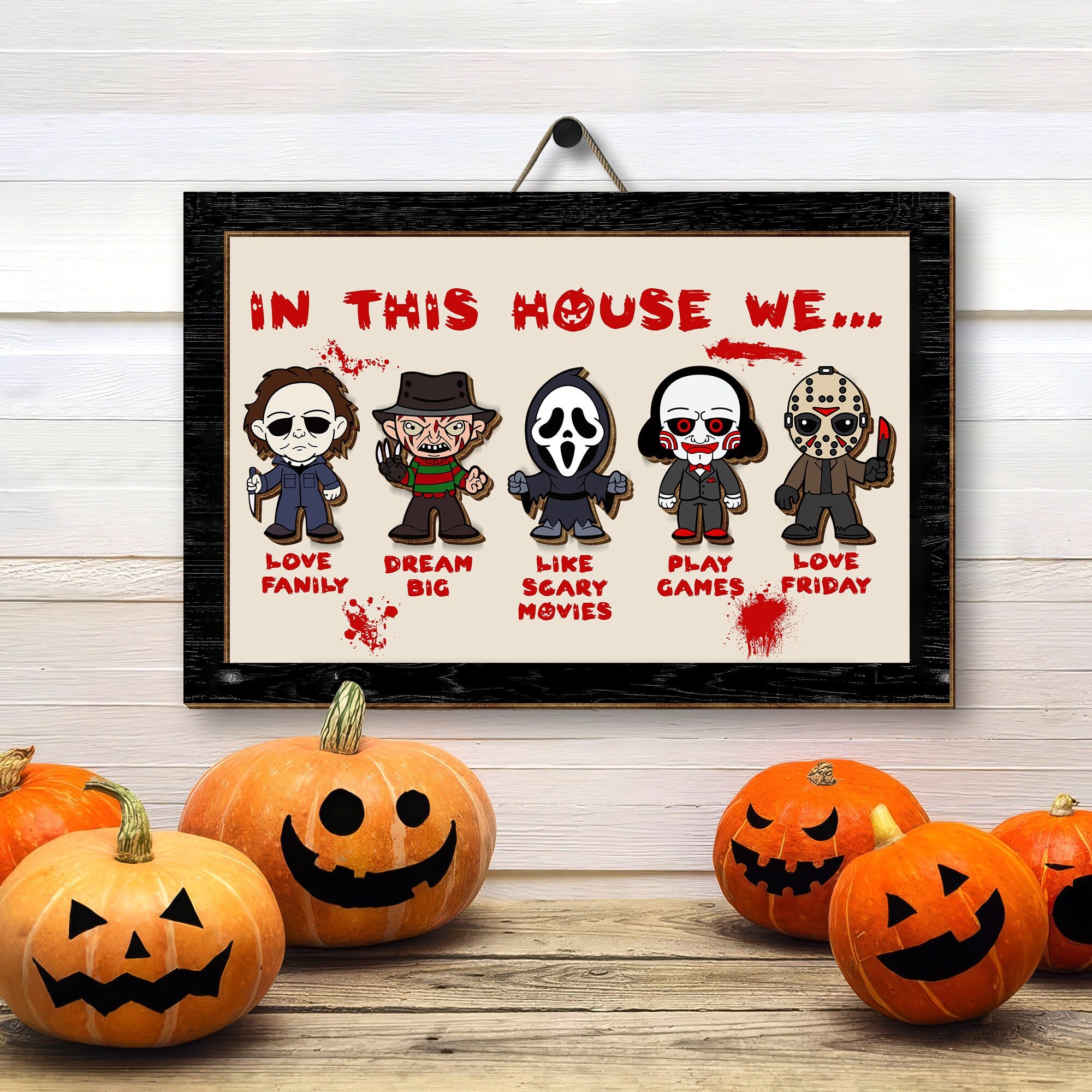 Horror Movie Character Wood Sign, Halloween Home Decor
