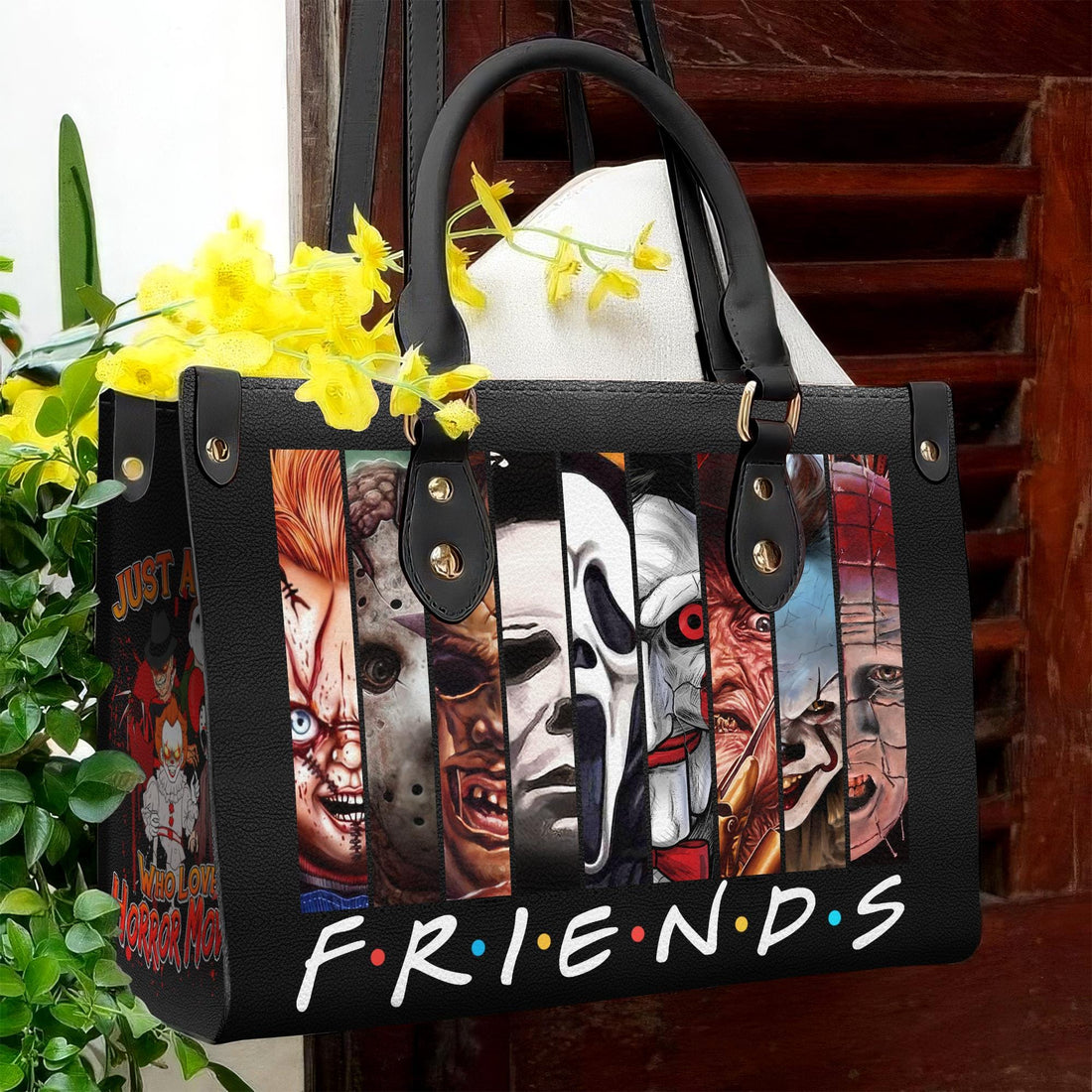 Horror Halloween Leather Handbag, Vintage Horror Leather Bags, Shoulder Bag Gift for Women