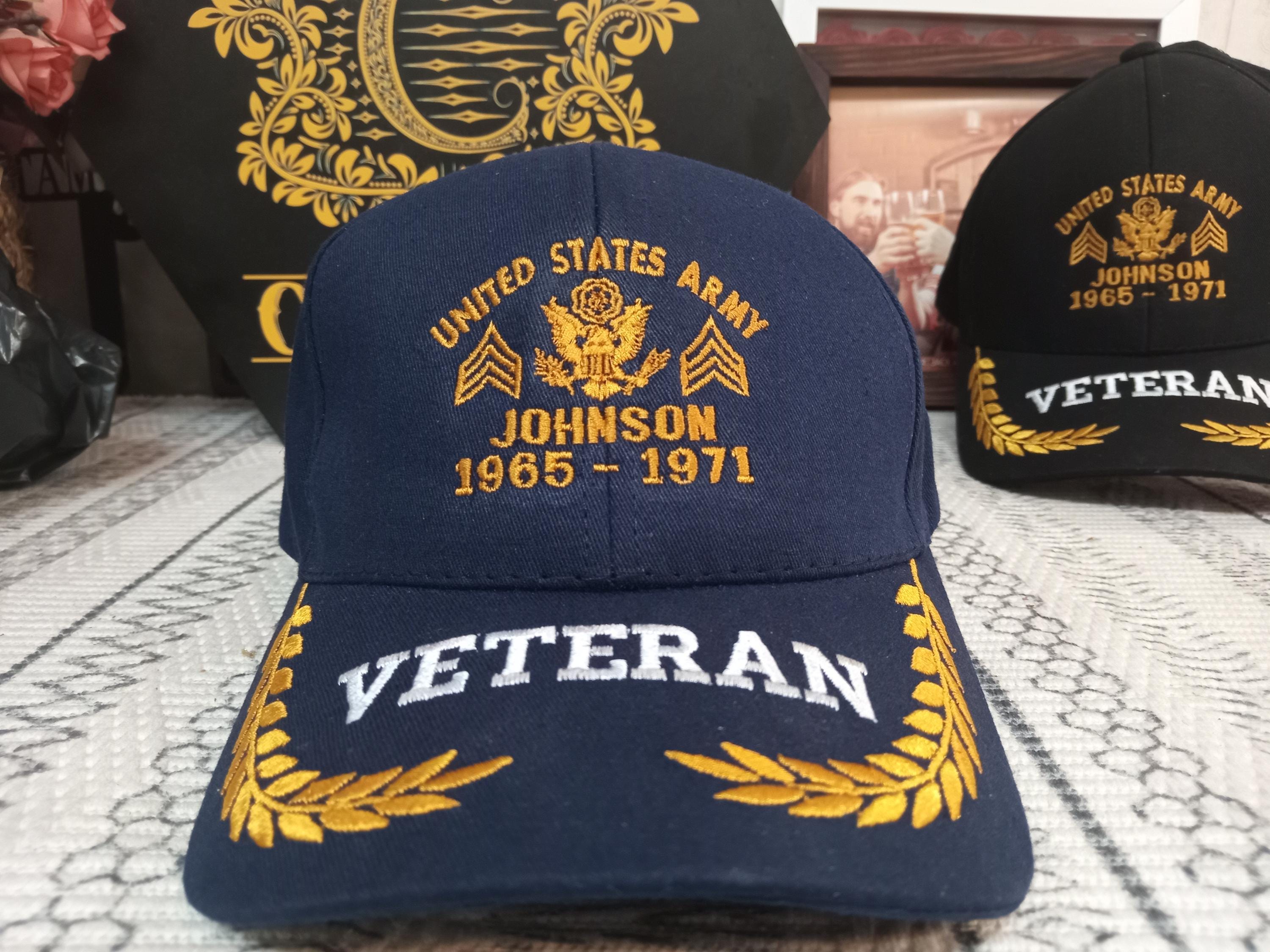 Custom U.S Veteran Embroidered Baseball Cap, Dad Hat Gift for Father's Day, Veteran Gift Idea, Military Cap, Army Navy Air Force Gift (Navy)