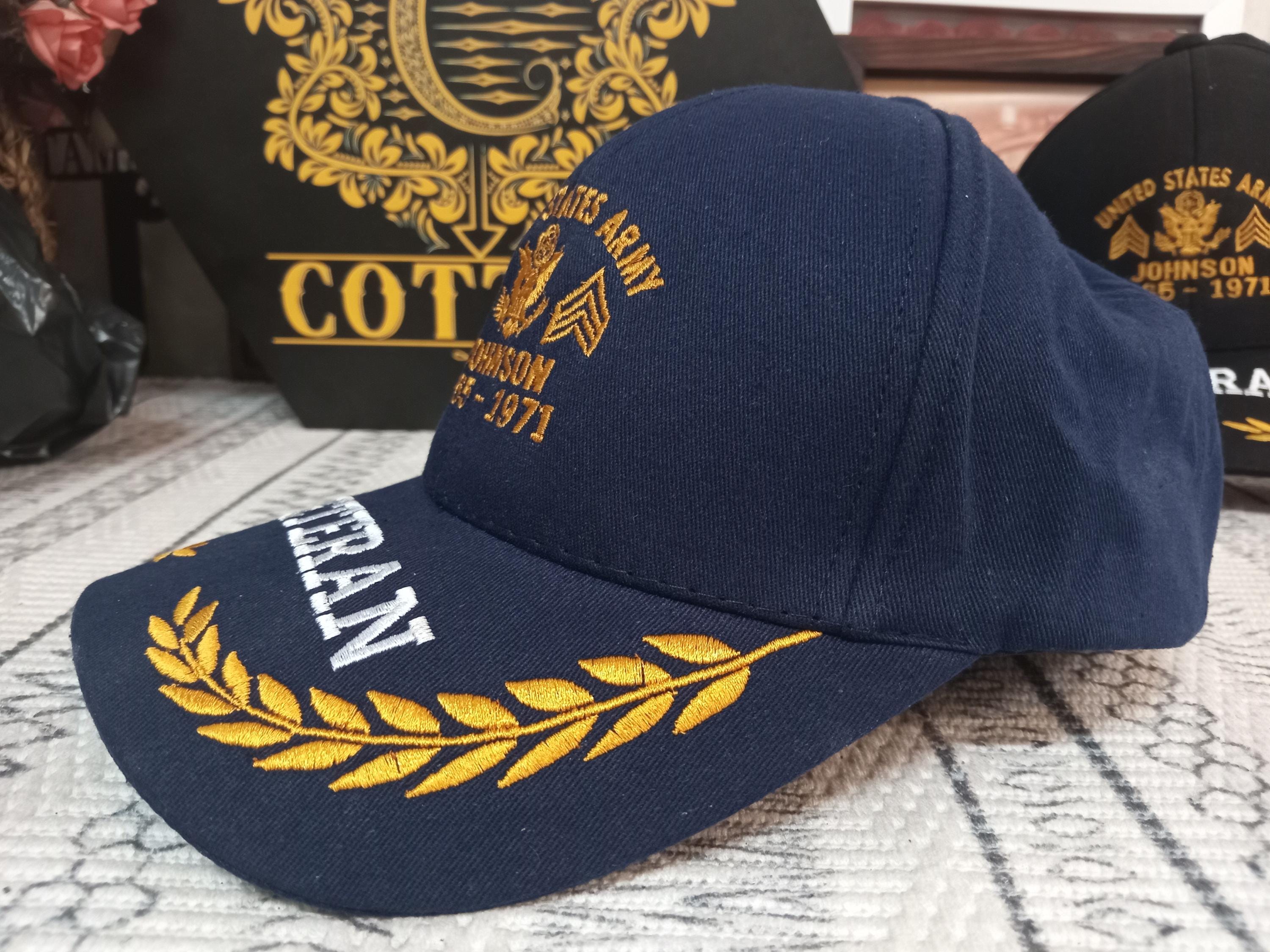 Custom U.S Veteran Embroidered Baseball Cap, Dad Hat Gift for Father's Day, Veteran Gift Idea, Military Cap, Army Navy Air Force Gift (Navy)