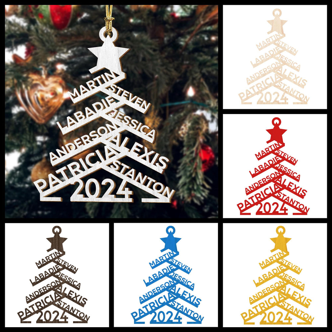 Personalized Family Christmas Tree Ornaments, Christmas Stocking Name Tags, Wooden Stocking Tag