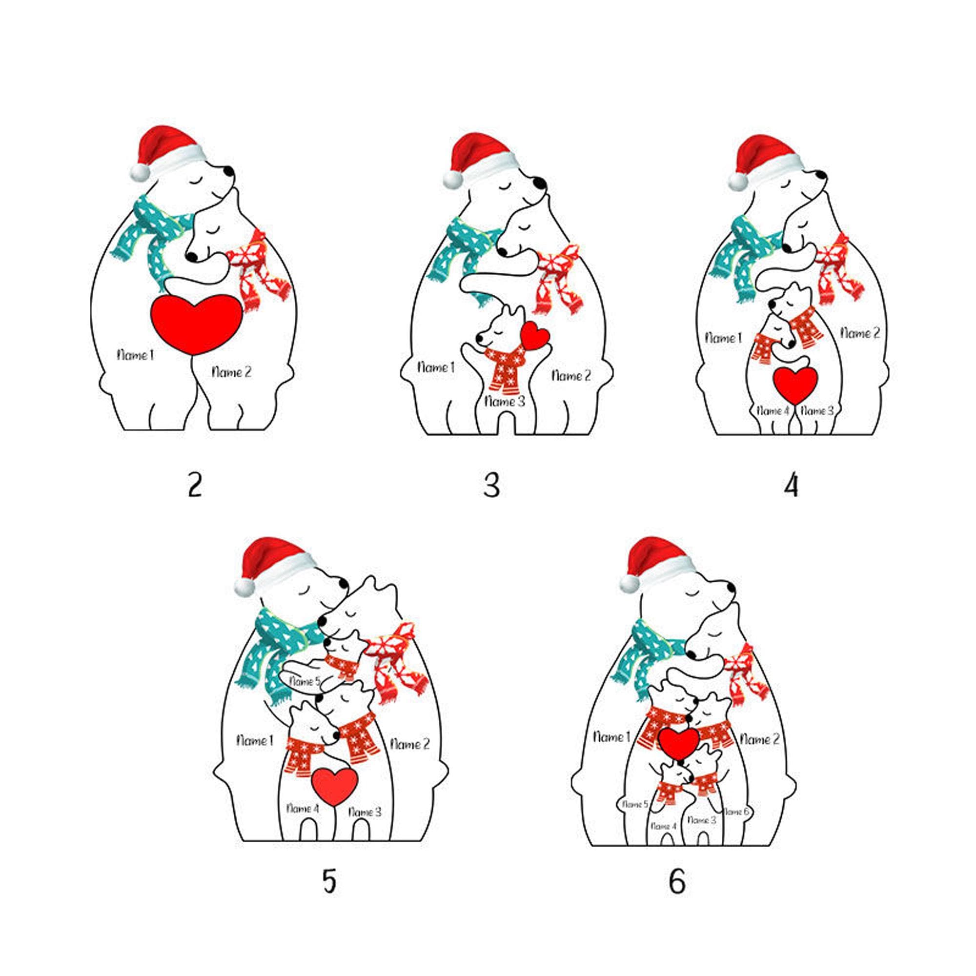 Bear Family Puzzle Personalized Christmas Crystal Ornament Gift for Mom, Dad and Kids