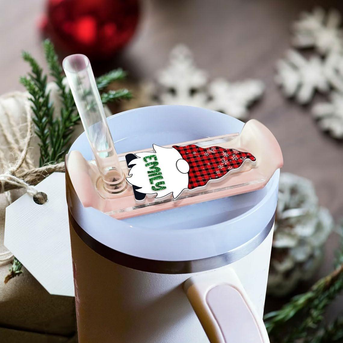 Personalized Christmas Tumbler Name Tag, Gnome Xmas Custom Name Topper, Tumbler Tag, Acrylic Name Tag, Stanley Name Plate