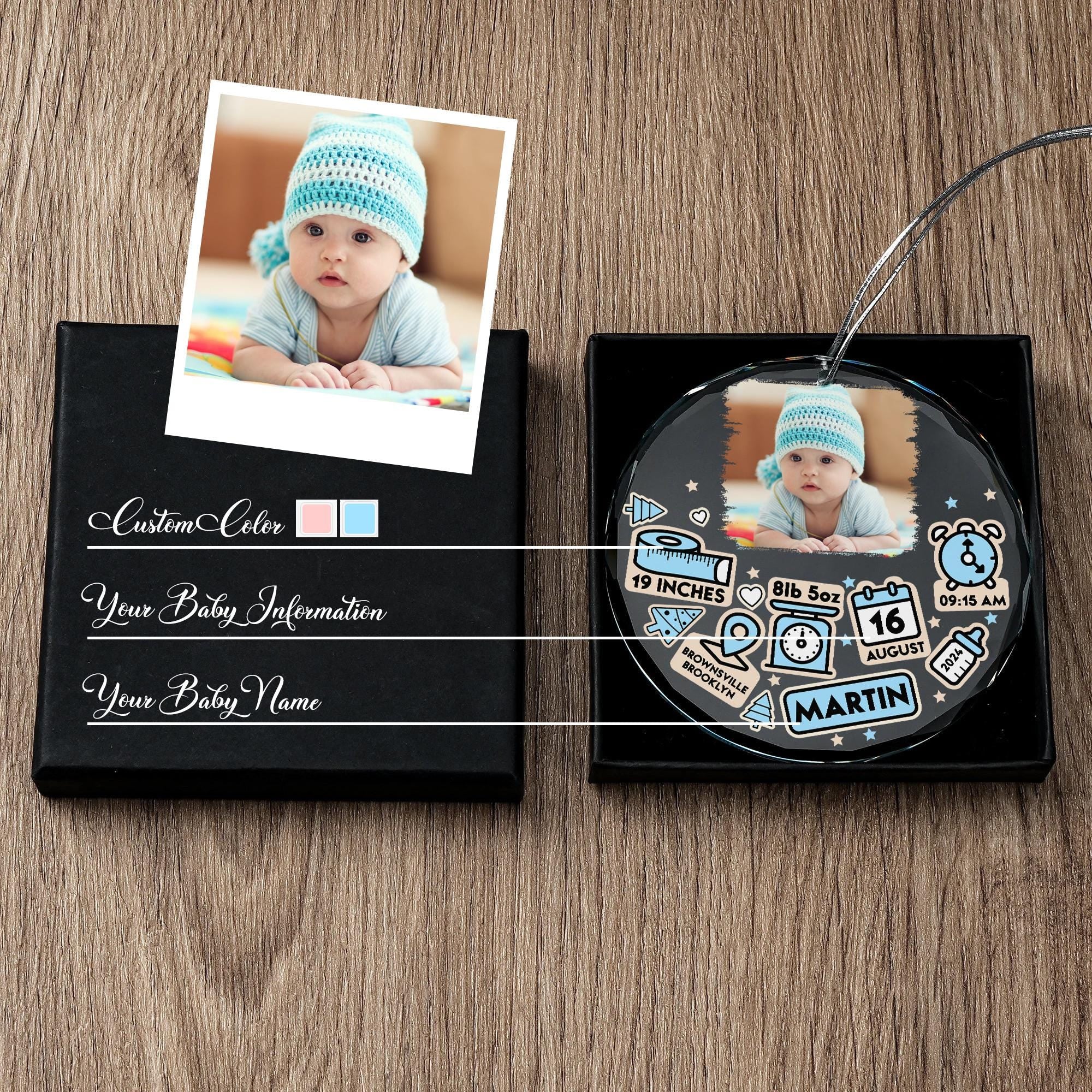 Personalized Baby Photo Crystal Ornament, Baby Ornament First Christmas, Newborn Glass Ornaments