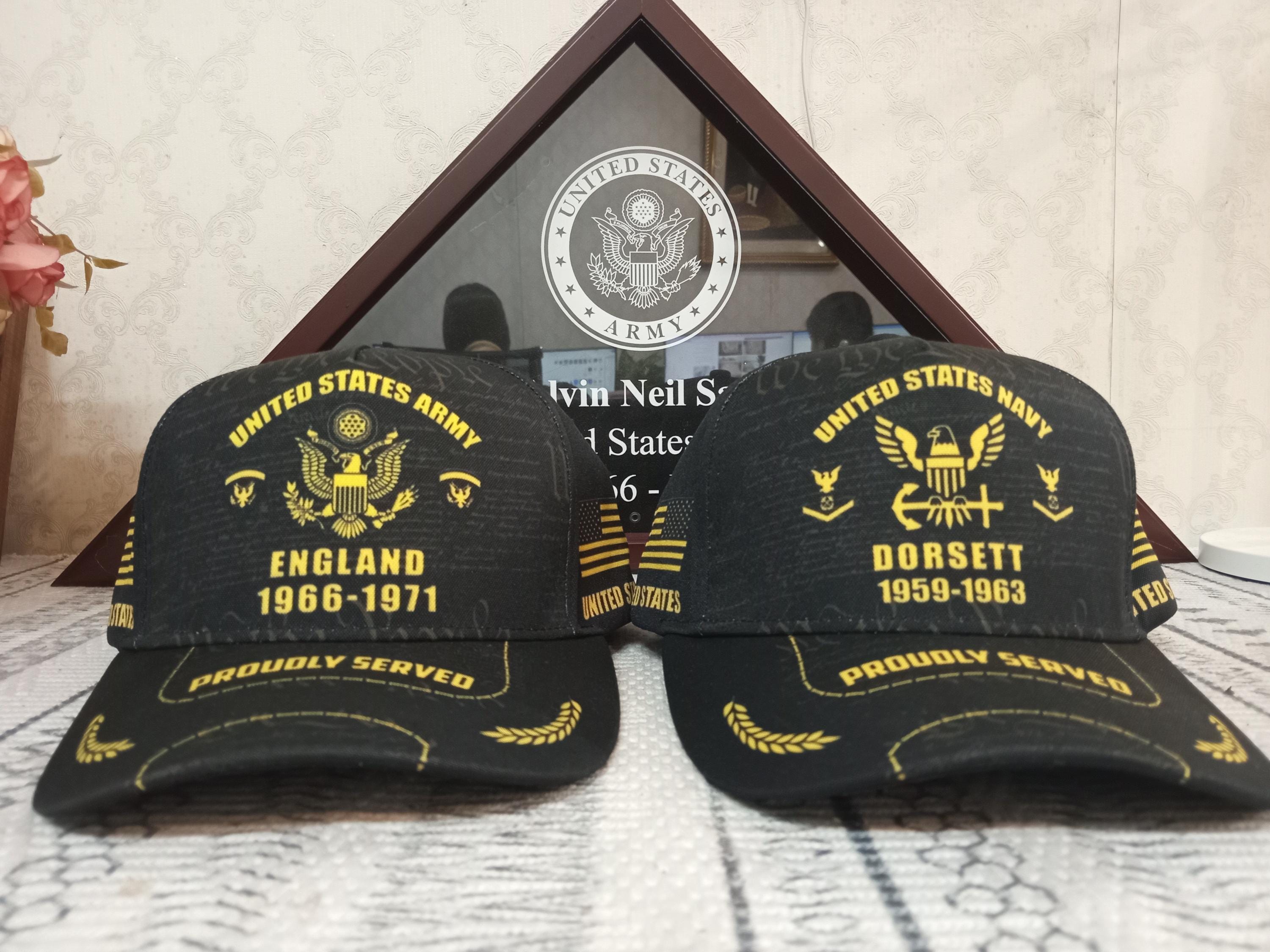 Custom U.S Veteran Proudly Served Hat All Over Printed Baseball Cap, Veteran Gift Idea, Christmas Gift for Dad, Grandpa, Husband, Him