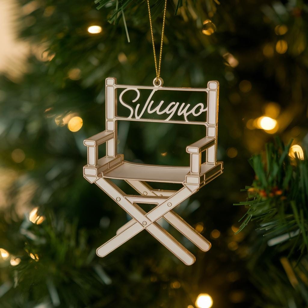 Personalized Director Chair Ornament, Custom Movie Lover Christmas Decoration, Hollywood Film Enthusiast Gift