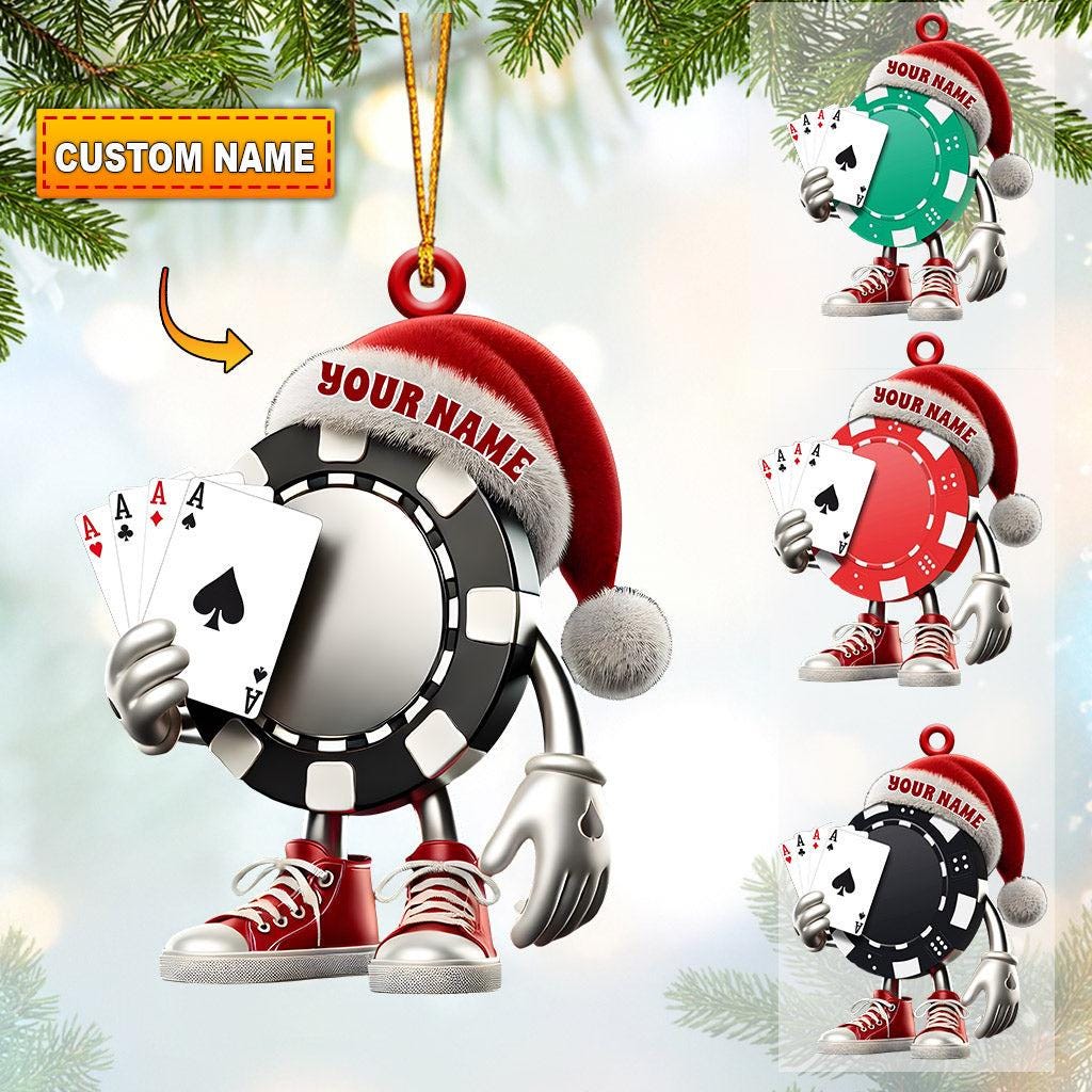 Personalized Poker Chip Ornament  Customizable Christmas Decoration for Poker Lovers - Holiday Gift for Poker Players