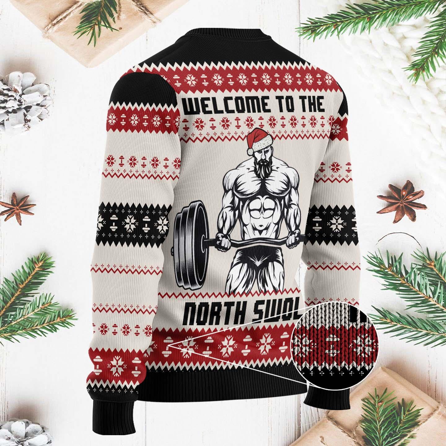 Welcome to the North Swole Ugly Christmas Sweater - Funny Fitness Holiday - Perfect Gift for Gym Lovers