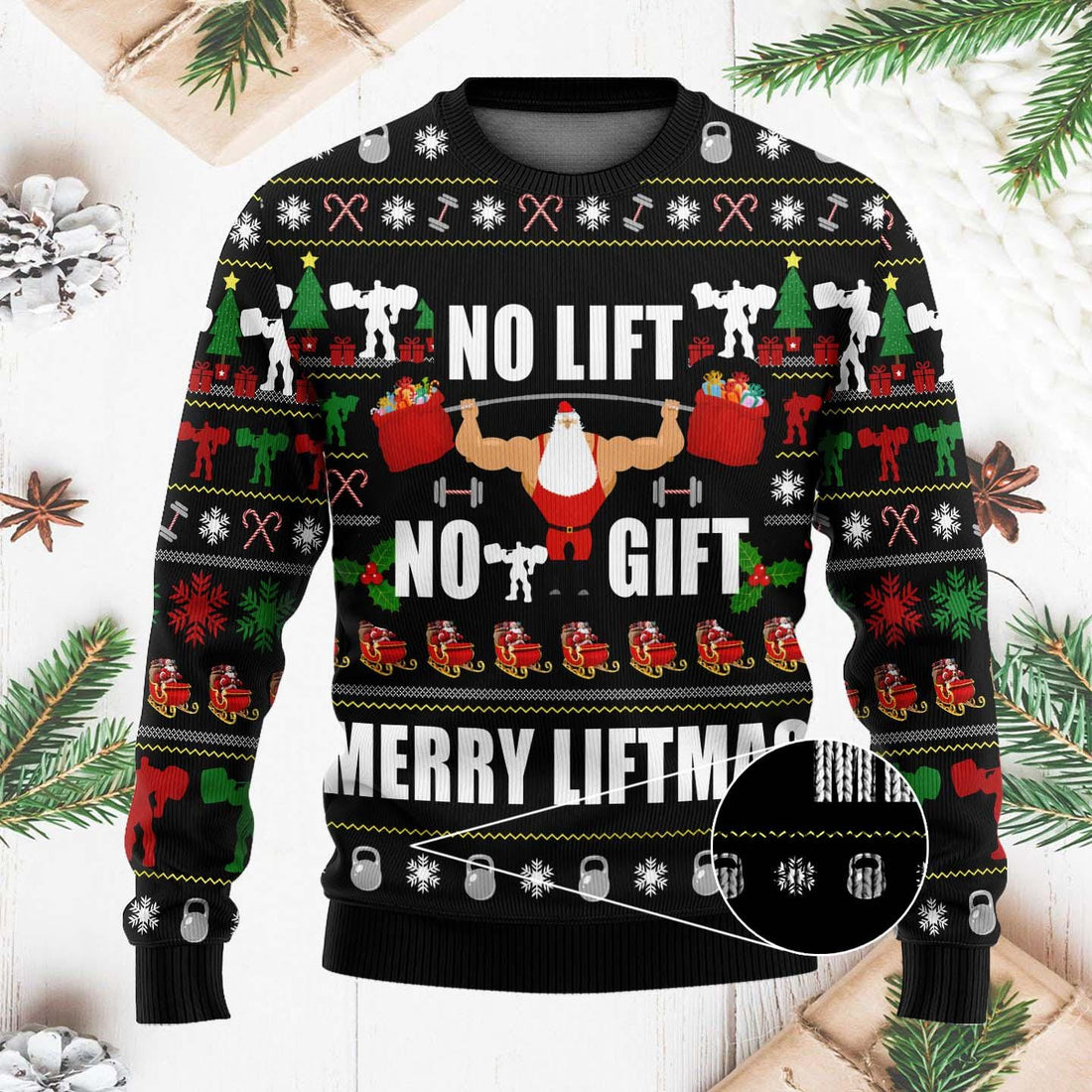 No Lift No Gift Ugly Christmas Sweater - Merry Liftmas Fitness Holiday - Perfect Gift for Gym and Weightlifting Fans